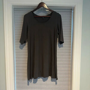 Eileen Fisher dark grey t-shirt tunic dress H-13